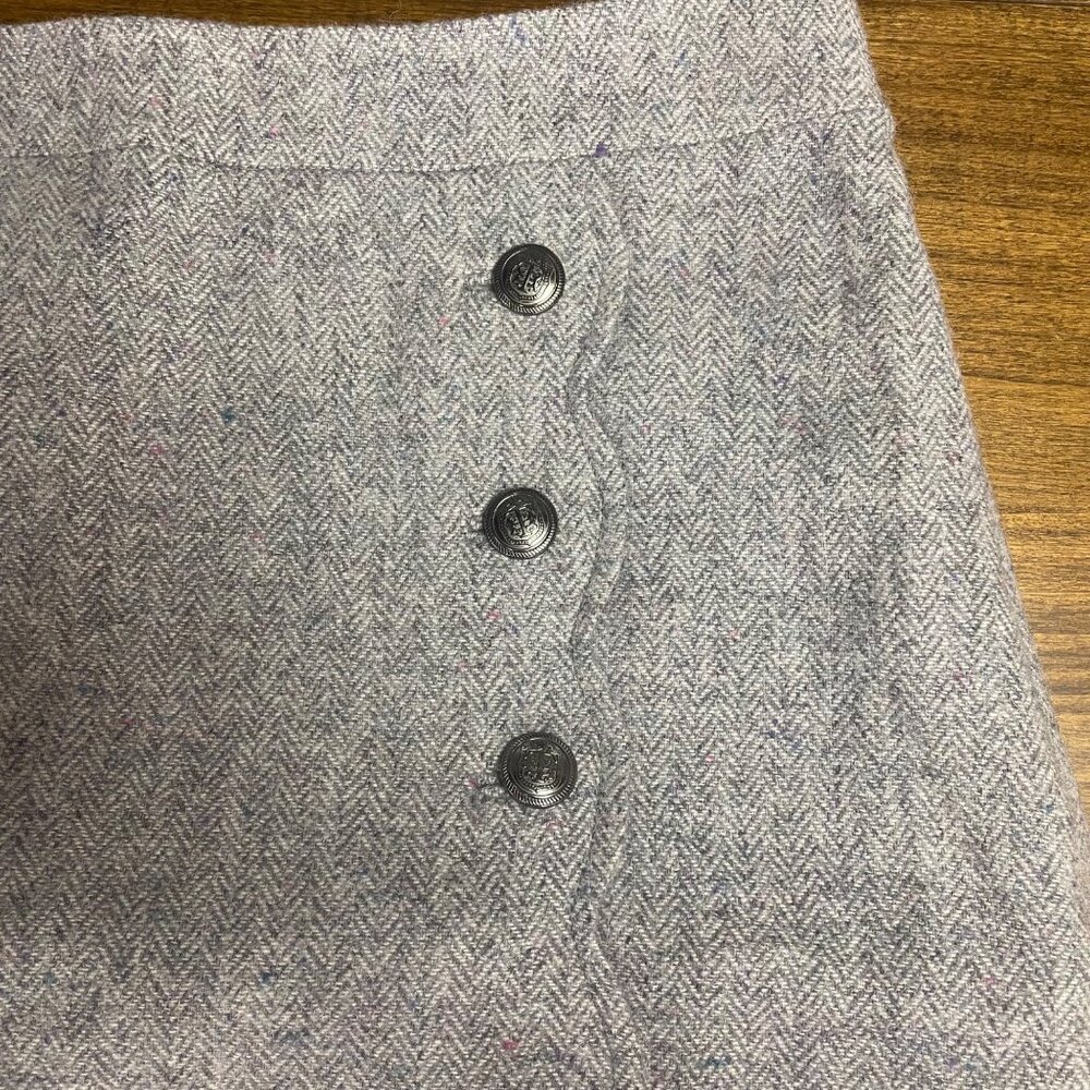Talbots Wool Blend Chevron Crest Button Skirt Gra… - image 3
